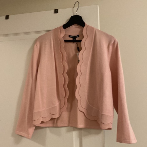 Light pink knitted Cropped Cardigan Knit Shrug, L - Picture 2 of 5